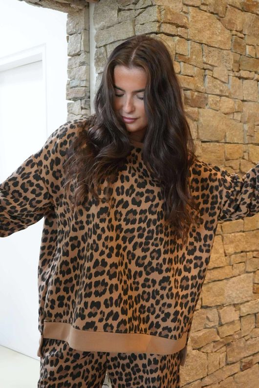 The Scamp Leopard Chillax Sweatshirt Camel